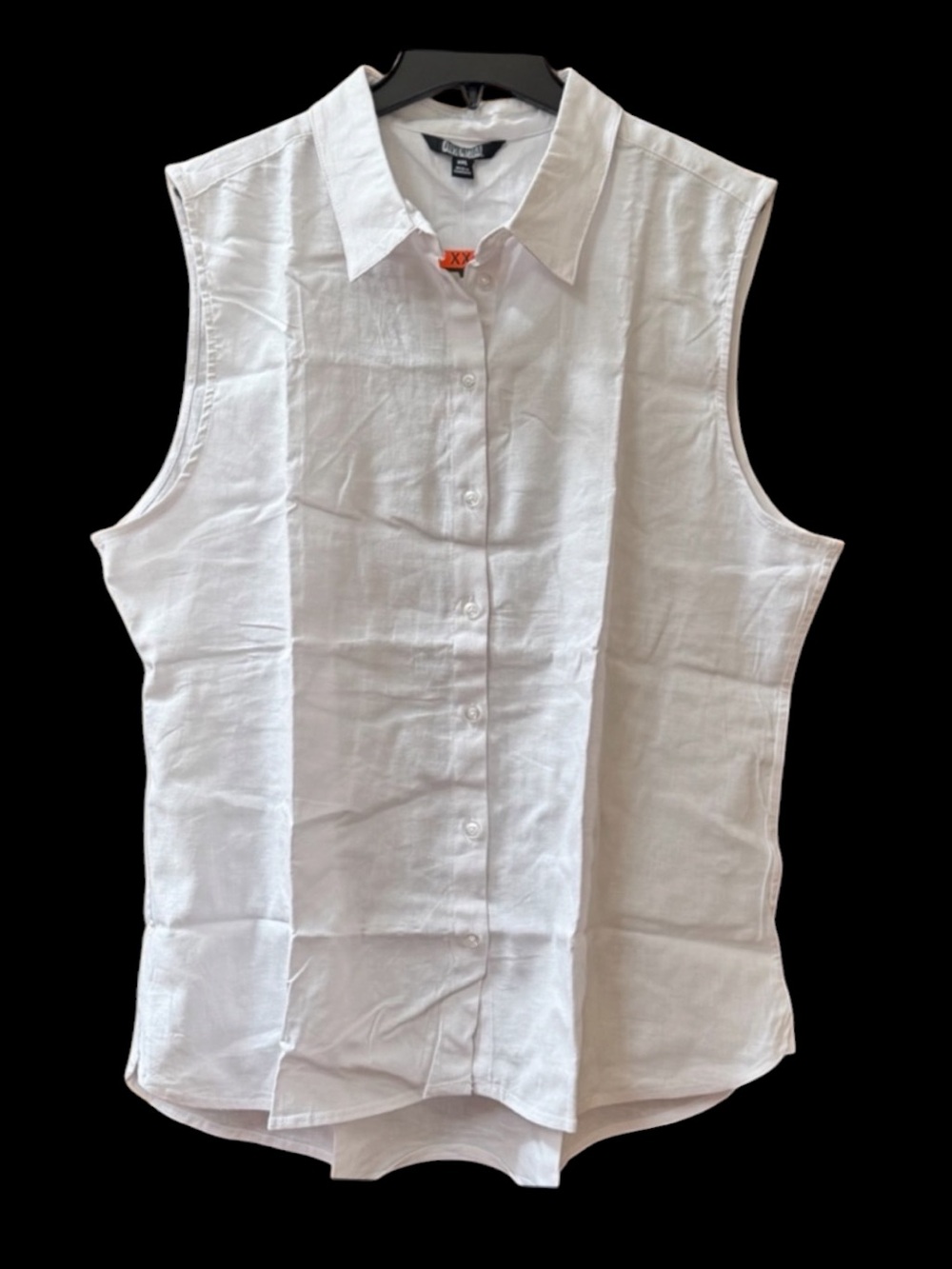 Nicole Miller Womens XXL Stretch Linen Sleeveless White Blouse